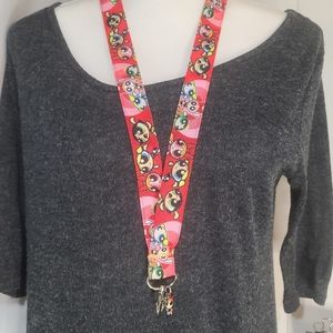All three Powerpuff Girls Long Lanyard With 3 char